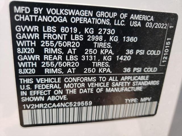 2022 Volkswagen Atlas Se VIN: 1V2HR2CA4NC529559 Lot: 56078664