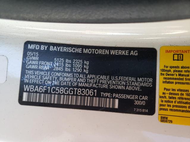 2016 BMW 640 I WBA6F1C58GGT83061
