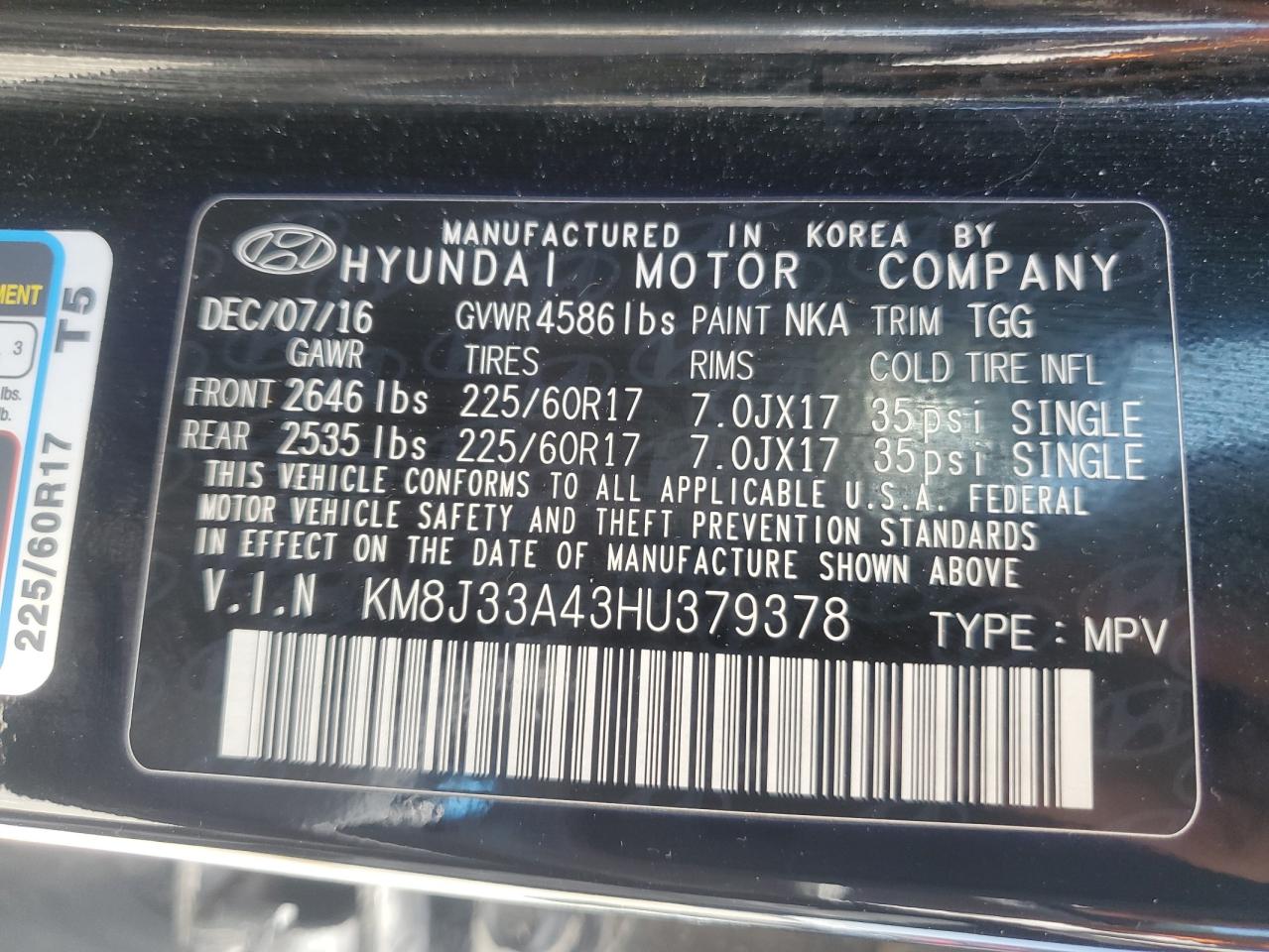 KM8J33A43HU379378 2017 Hyundai Tucson Limited