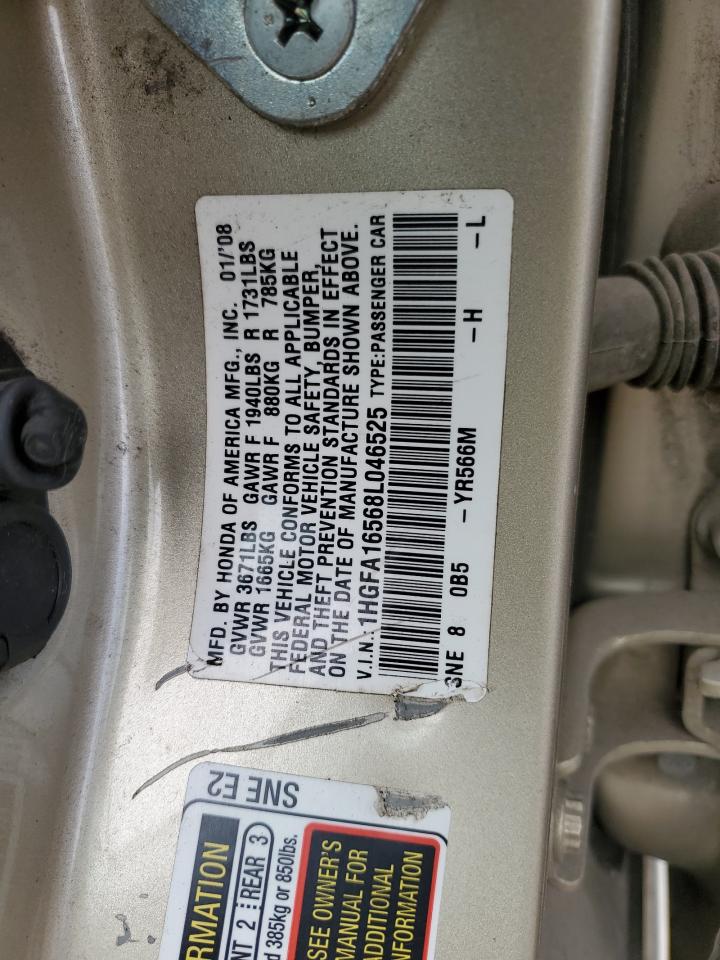 1HGFA16568L046525 2008 Honda Civic Lx