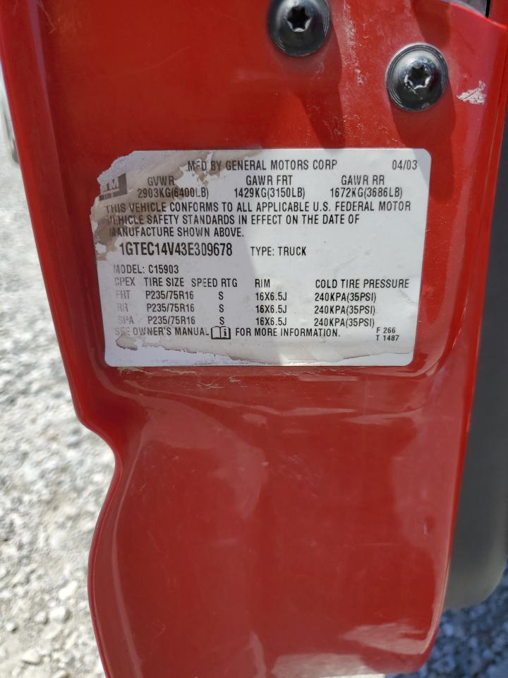 1GTEC14V43E309678 2003 GMC New Sierra C1500