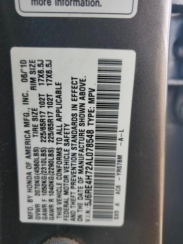 2010 Honda Cr-V Exl VIN: 5J6RE4H72AL078548 Lot: 56111224