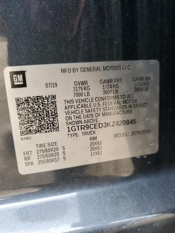 2019 GMC Sierra K1500 Elevation VIN: 1GTR9CED3KZ420845 Lot: 54894644