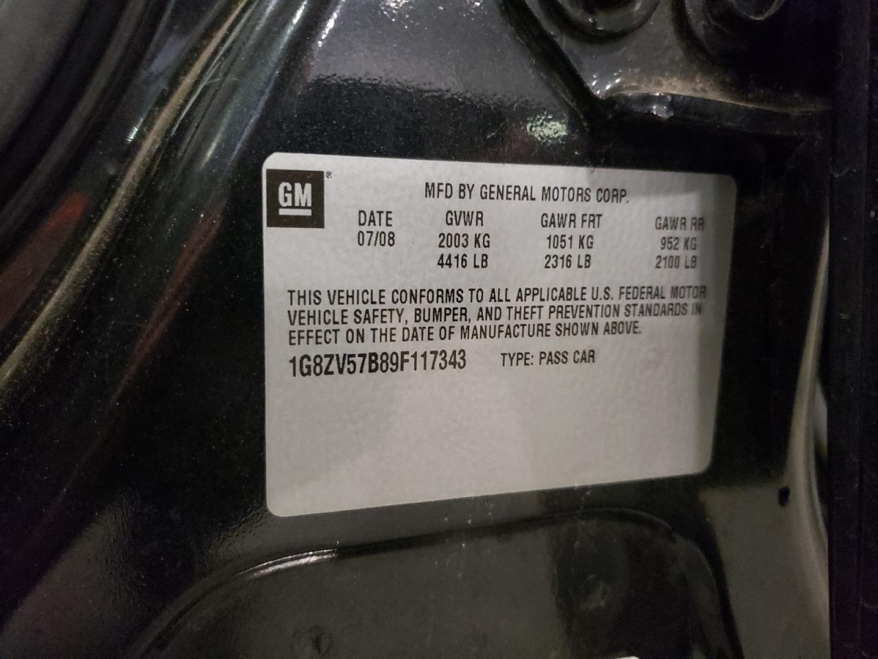 1G8ZV57B89F117343 2009 Saturn Aura Xr