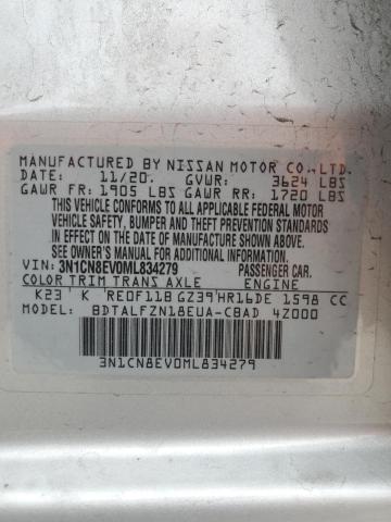 2021 Nissan Versa Sv VIN: 3N1CN8EV0ML834279 Lot: 54462524