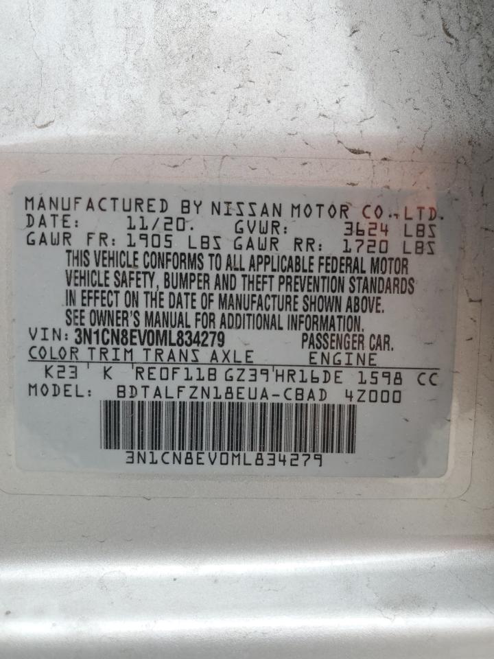 3N1CN8EV0ML834279 2021 Nissan Versa Sv