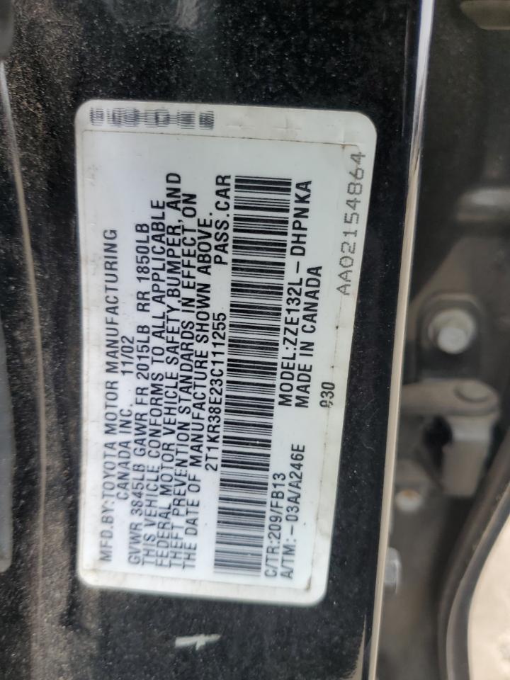 2T1KR38E23C111255 2003 Toyota Corolla Matrix Xr