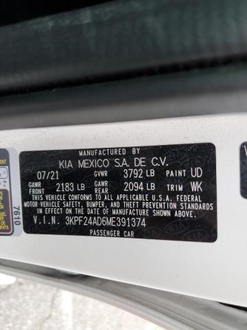 2021 Kia Forte Fe VIN: 3KPF24AD6ME391374 Lot: 54828554