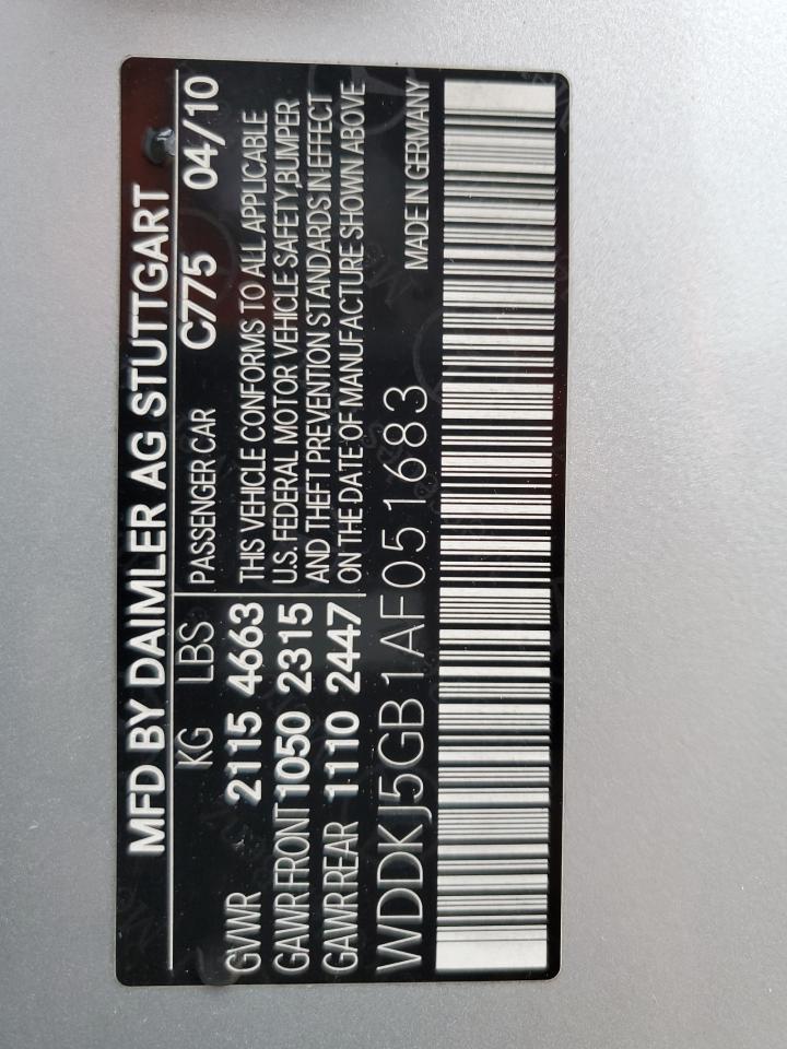 WDDKJ5GB1AF051683 2010 Mercedes-Benz E 350