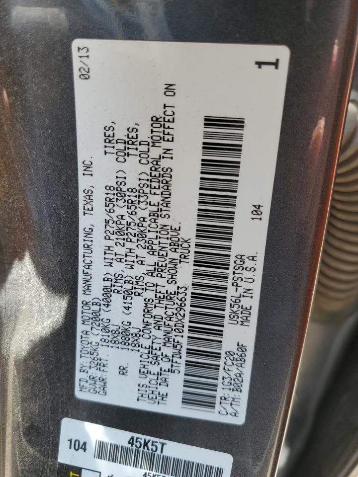 5TFDW5F10DX296633 2013 Toyota Tundra Crewmax Sr5