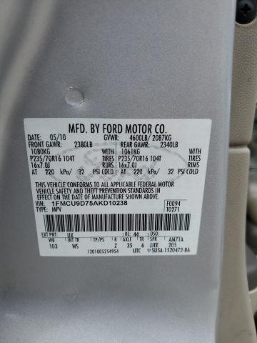 2010 Ford Escape Xlt VIN: 1FMCU9D75AKD10238 Lot: 54879324