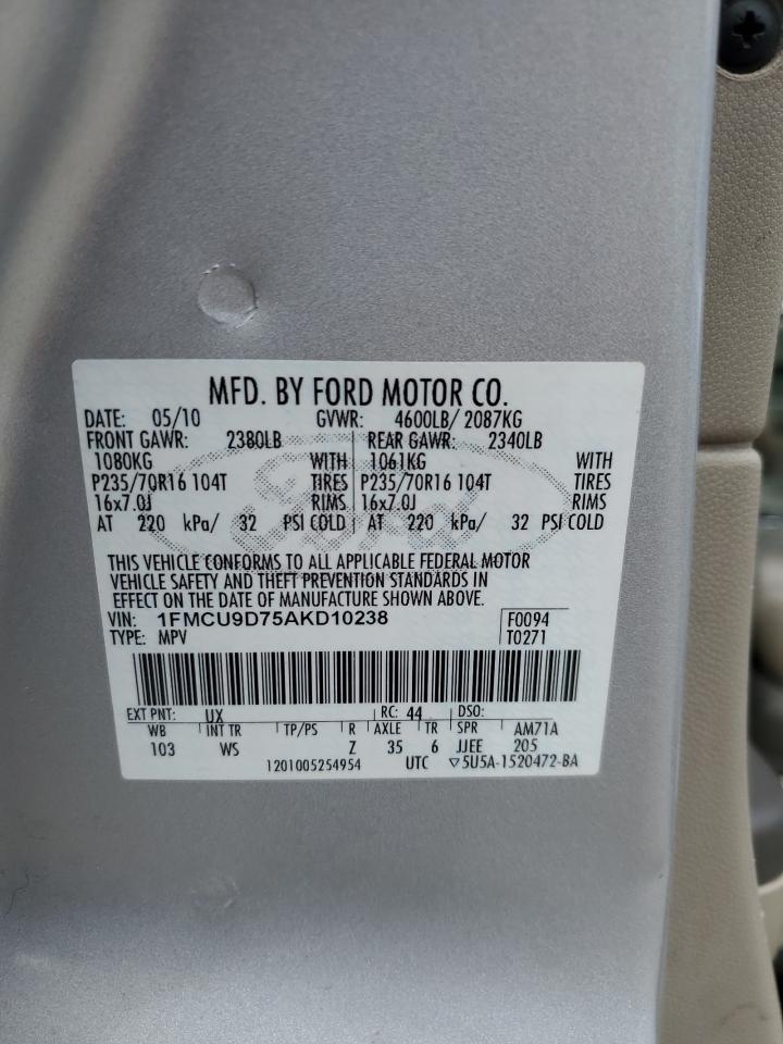 1FMCU9D75AKD10238 2010 Ford Escape Xlt