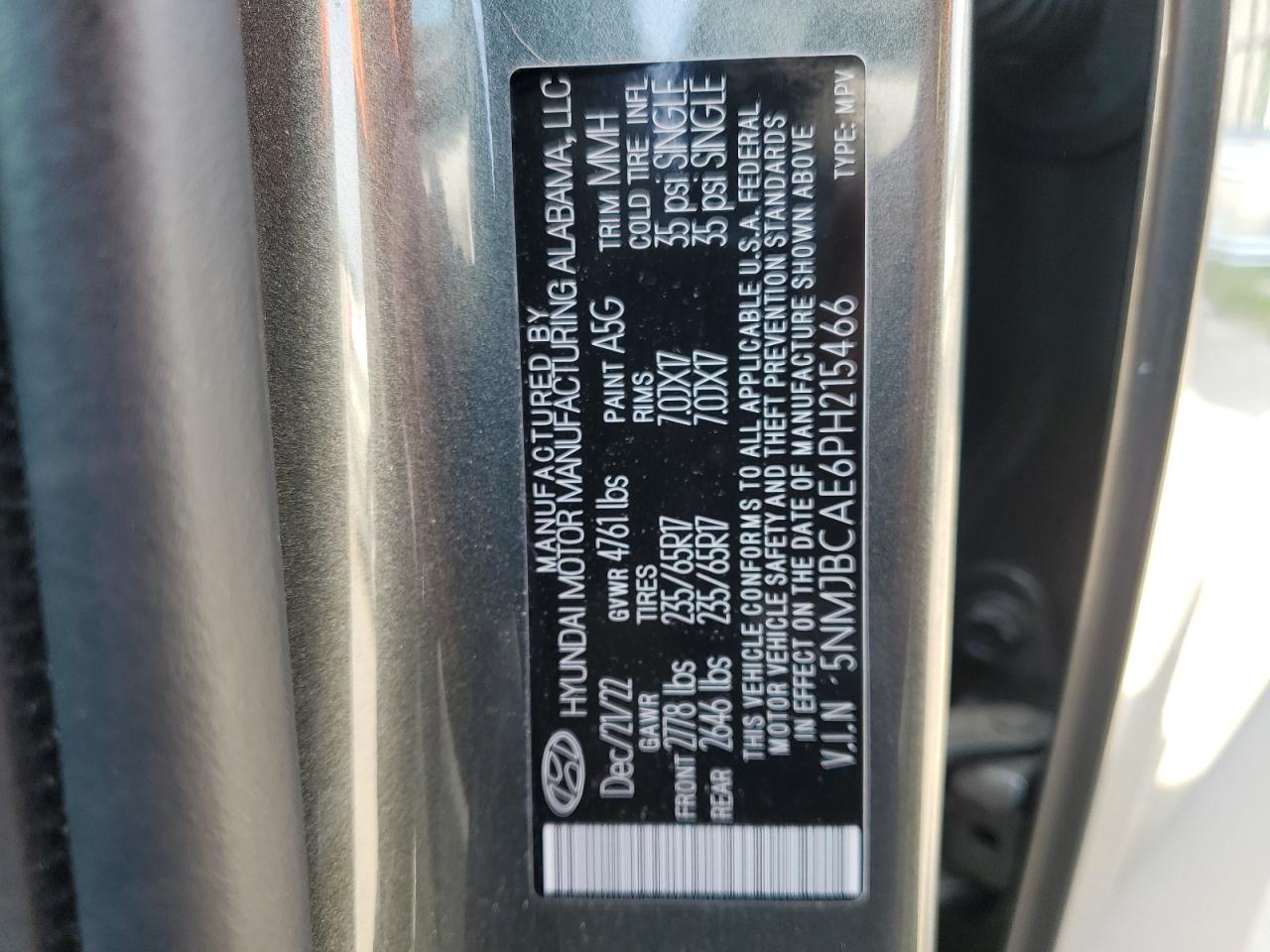 5NMJBCAE6PH215466 2023 Hyundai Tucson Sel