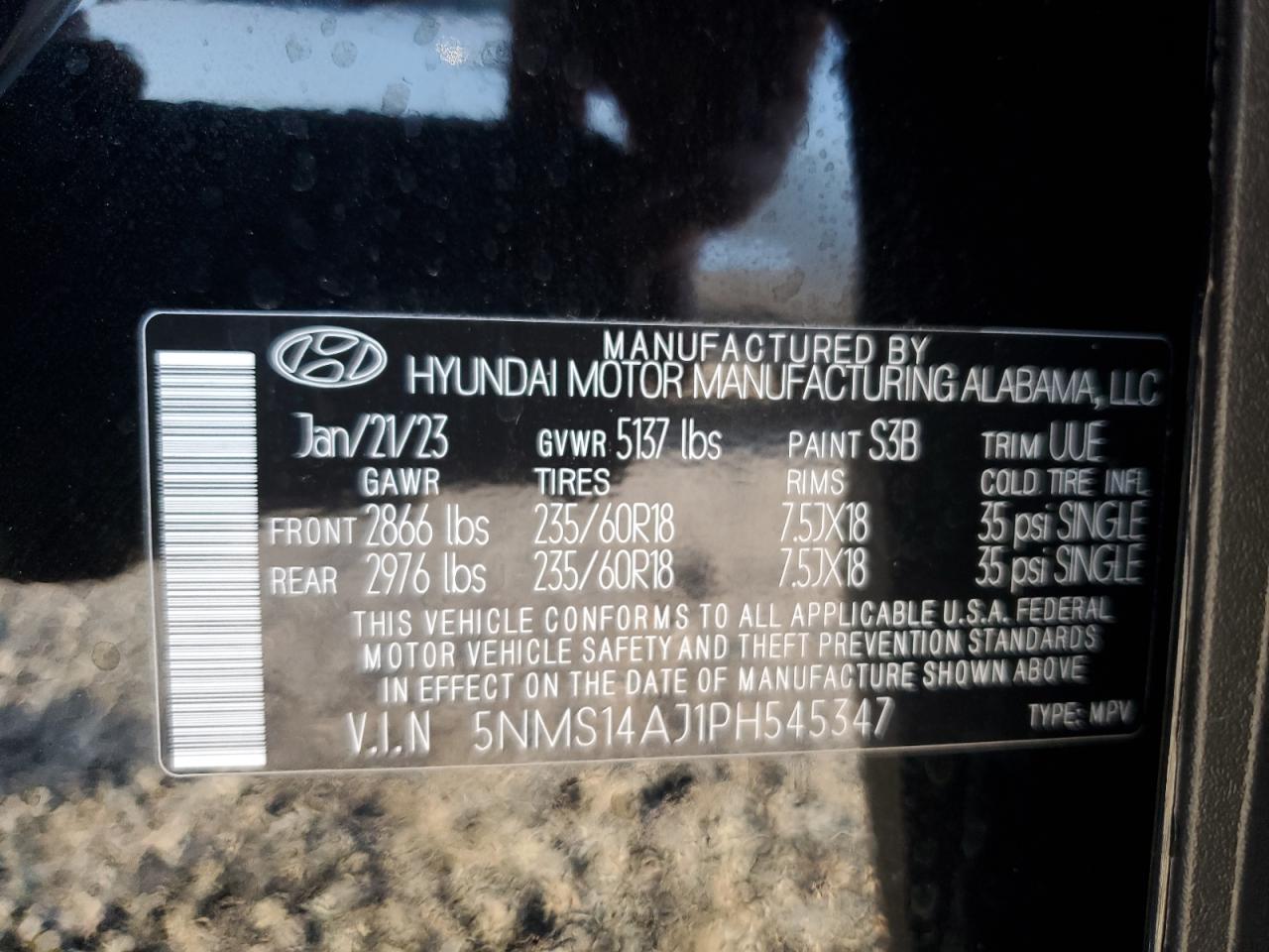 5NMS14AJ1PH545347 2023 Hyundai Santa Fe Se