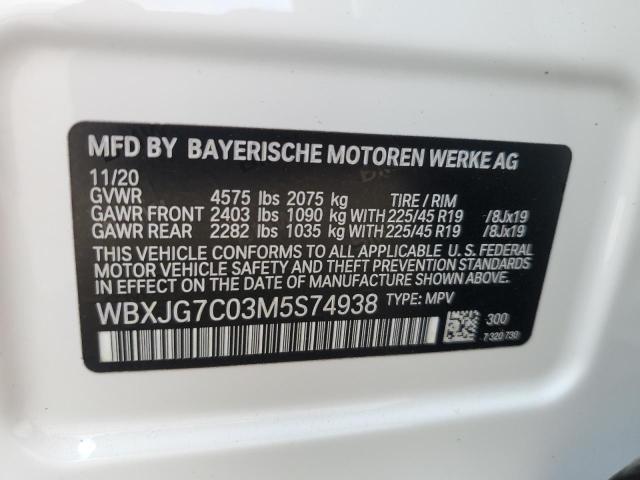 VIN WBXJG7C03M5S74938 2021 BMW X1, Sdrive28I no.13