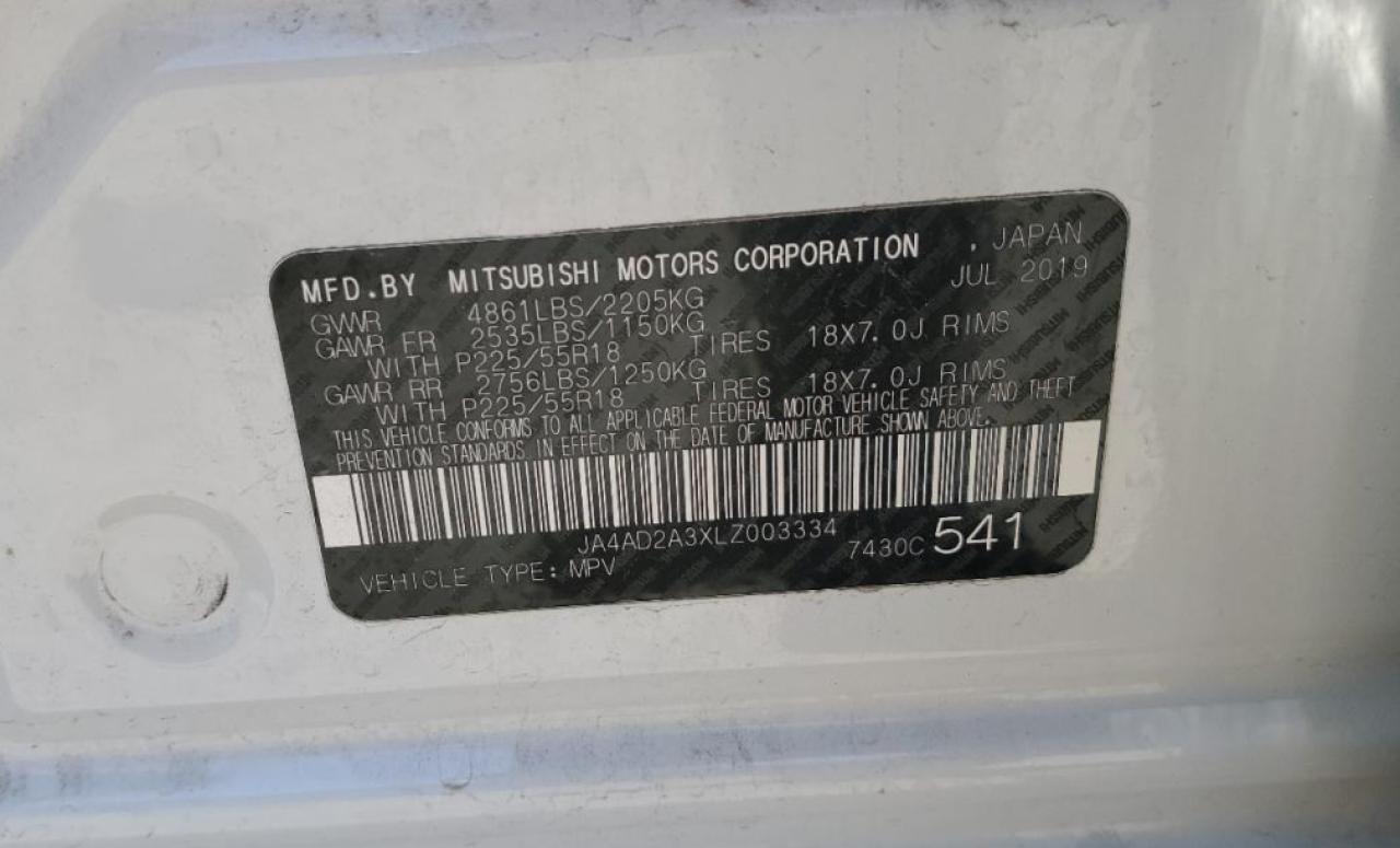 JA4AD2A3XLZ003334 2020 Mitsubishi Outlander Es