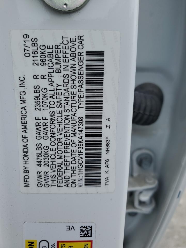 1HGCV1F39KA147308 2019 Honda Accord Sport