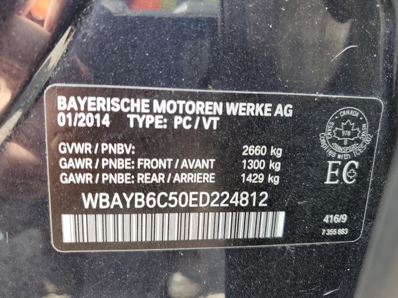 WBAYB6C50ED224812 2014 BMW 750 Xi