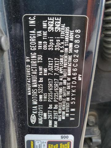 2012 Kia Sorento Base VIN: 5XYKTDA66CG240808 Lot: 56127684