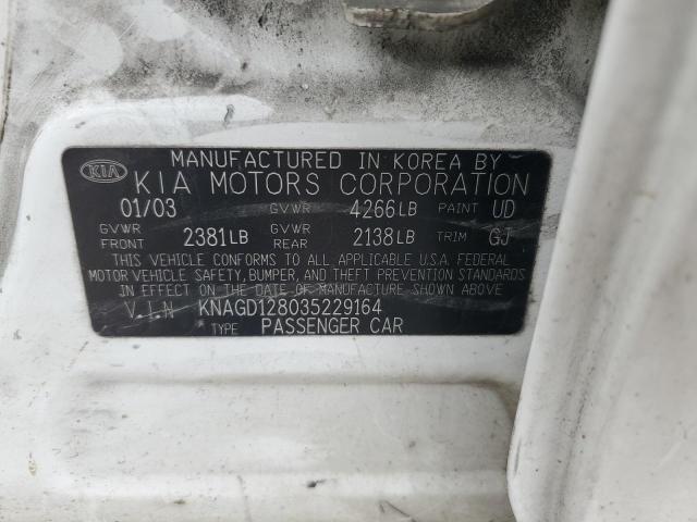 2003 Kia Optima Lx VIN: KNAGD128035229164 Lot: 54420214