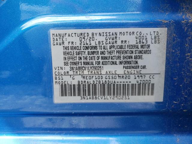 2020 Nissan Sentra Sv VIN: 3N1AB8CV1LY290251 Lot: 53644284