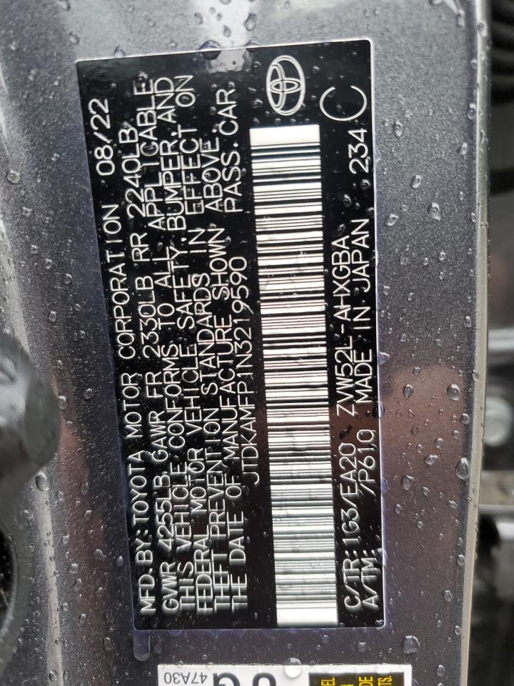 JTDKAMFP1N3219590 2022 Toyota Prius Prime Le