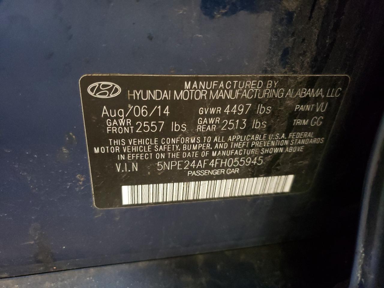 5NPE24AF4FH055945 2015 Hyundai Sonata Se