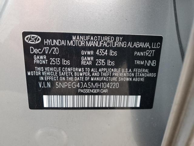 2021 Hyundai Sonata Se VIN: 5NPEG4JA5MH104220 Lot: 50890064