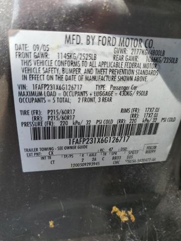 2006 Ford Five Hundred Se VIN: 1FAFP231X6G126717 Lot: 56129784