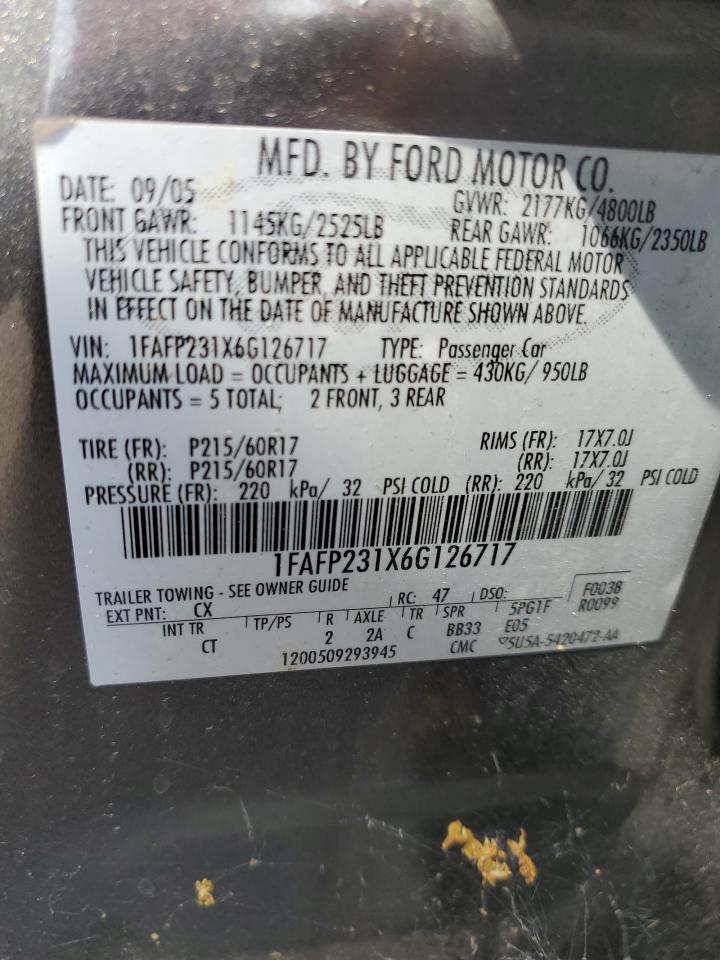 1FAFP231X6G126717 2006 Ford Five Hundred Se