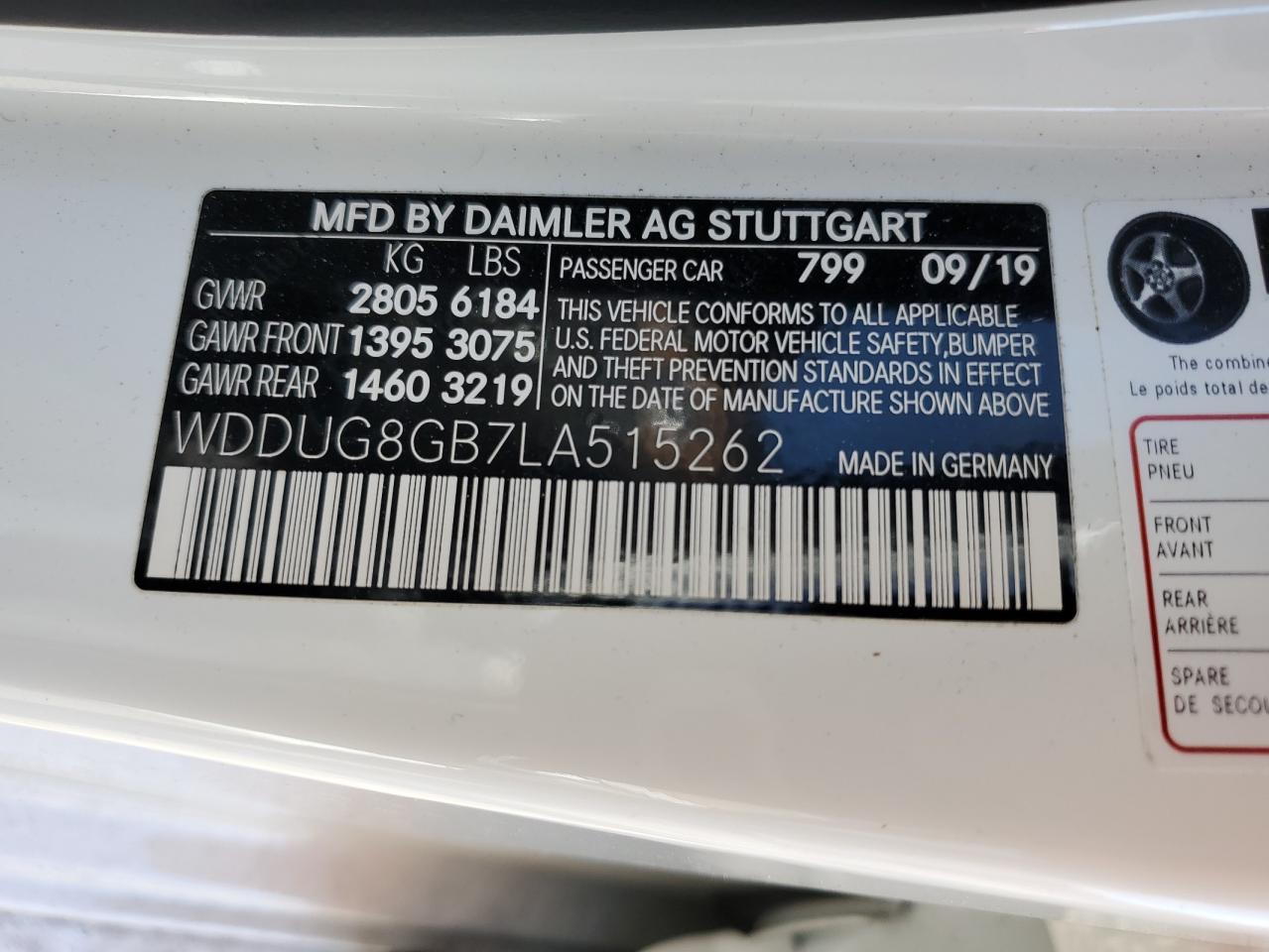 WDDUG8GB7LA515262 2020 Mercedes-Benz S 560 4Matic