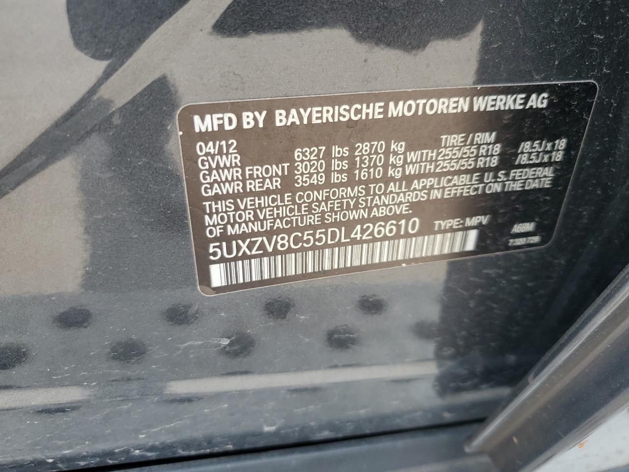 5UXZV8C55DL426610 2013 BMW X5 xDrive50I