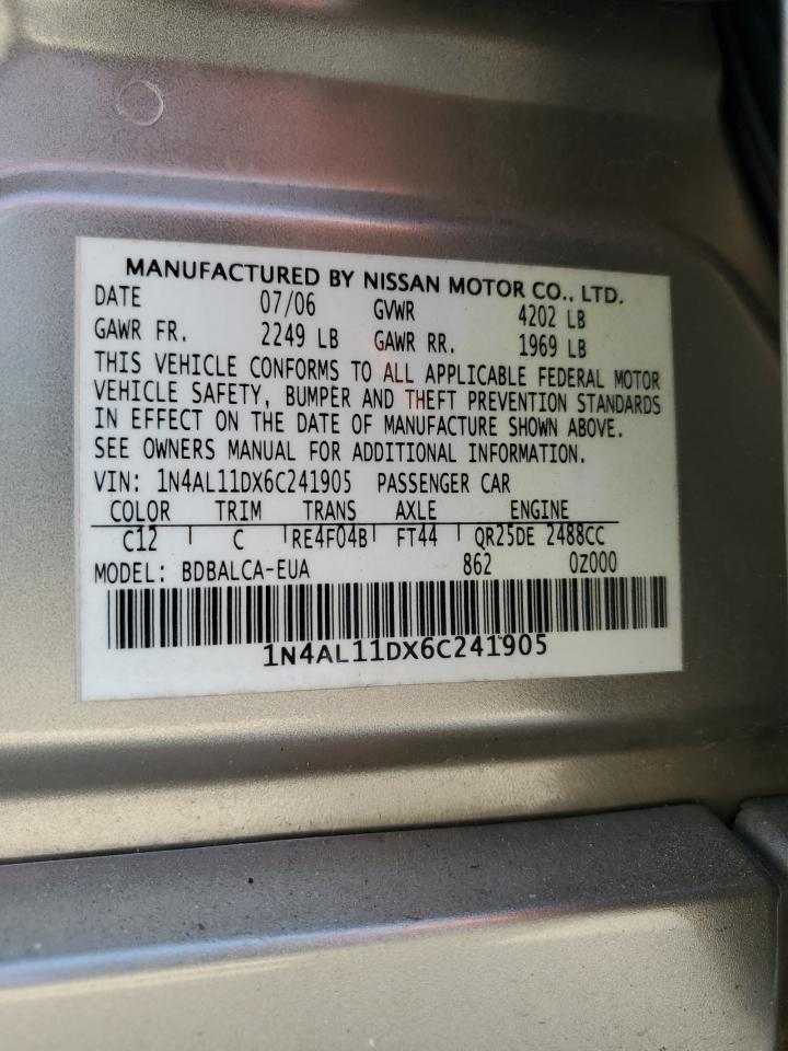 1N4AL11DX6C241905 2006 Nissan Altima S