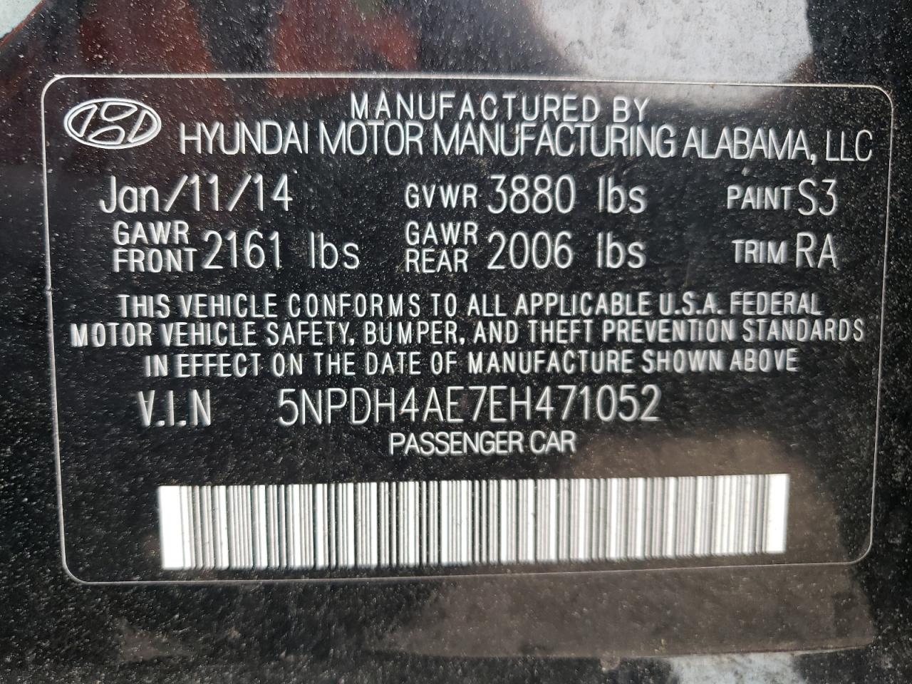 5NPDH4AE7EH471052 2014 Hyundai Elantra Se