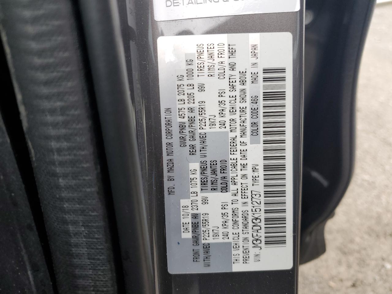 JM3KFADM3K1512737 2019 Mazda Cx-5 Grand Touring