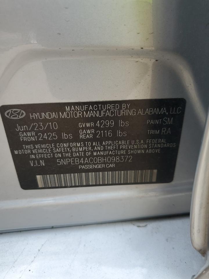 5NPEB4AC0BH098372 2011 Hyundai Sonata Gls