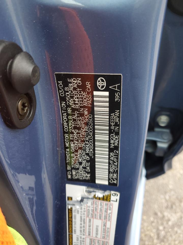 JTDKB20U340062600 2004 Toyota Prius