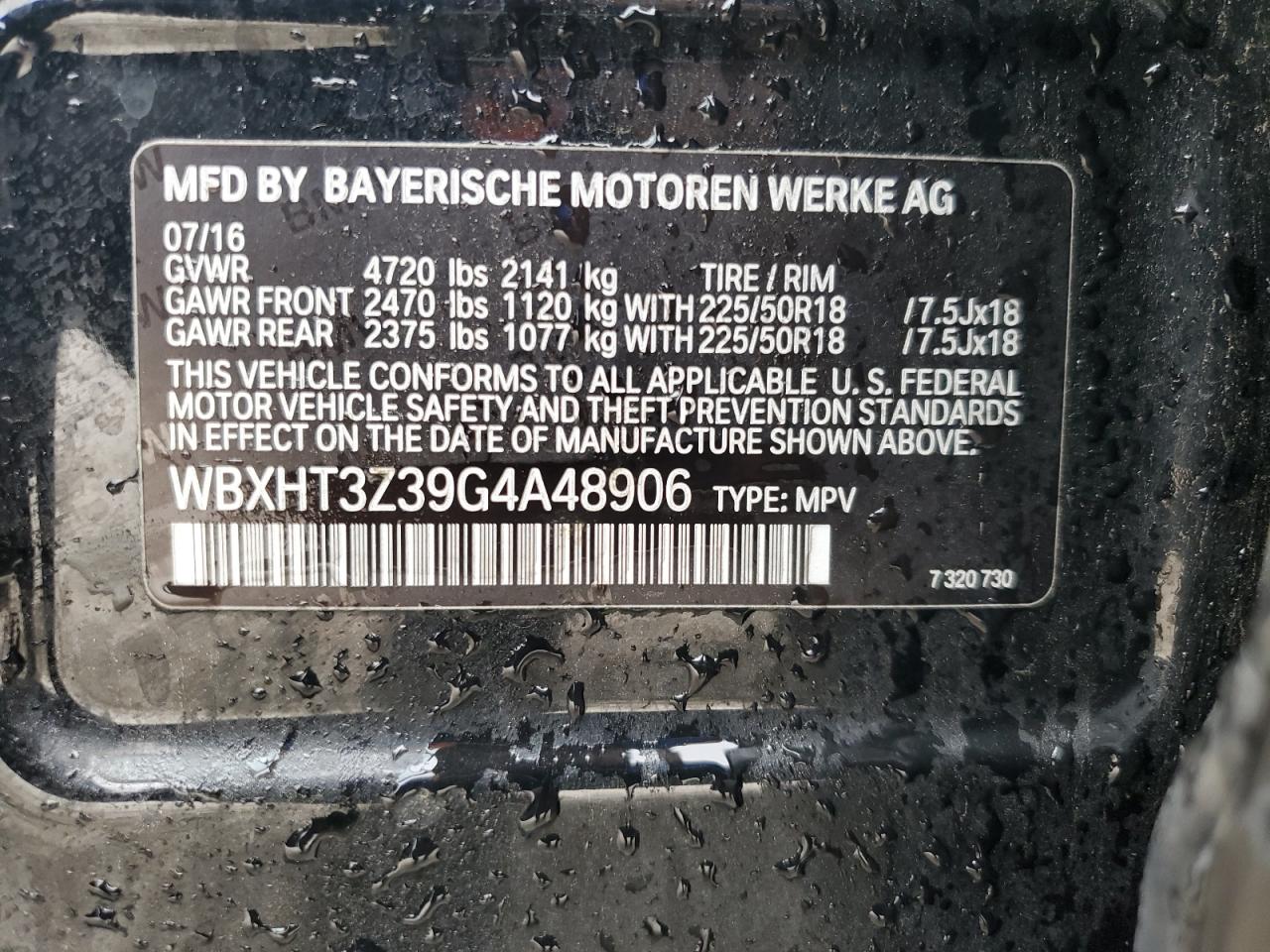 WBXHT3Z39G4A48906 2016 BMW X1 xDrive28I