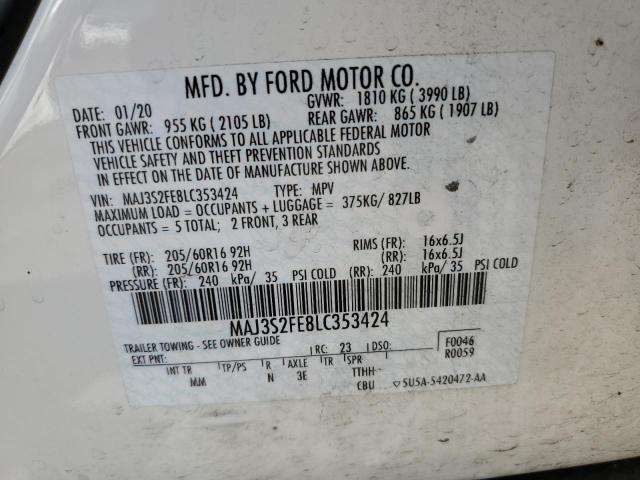 2020 Ford Ecosport S VIN: MAJ3S2FE8LC353424 Lot: 56568214