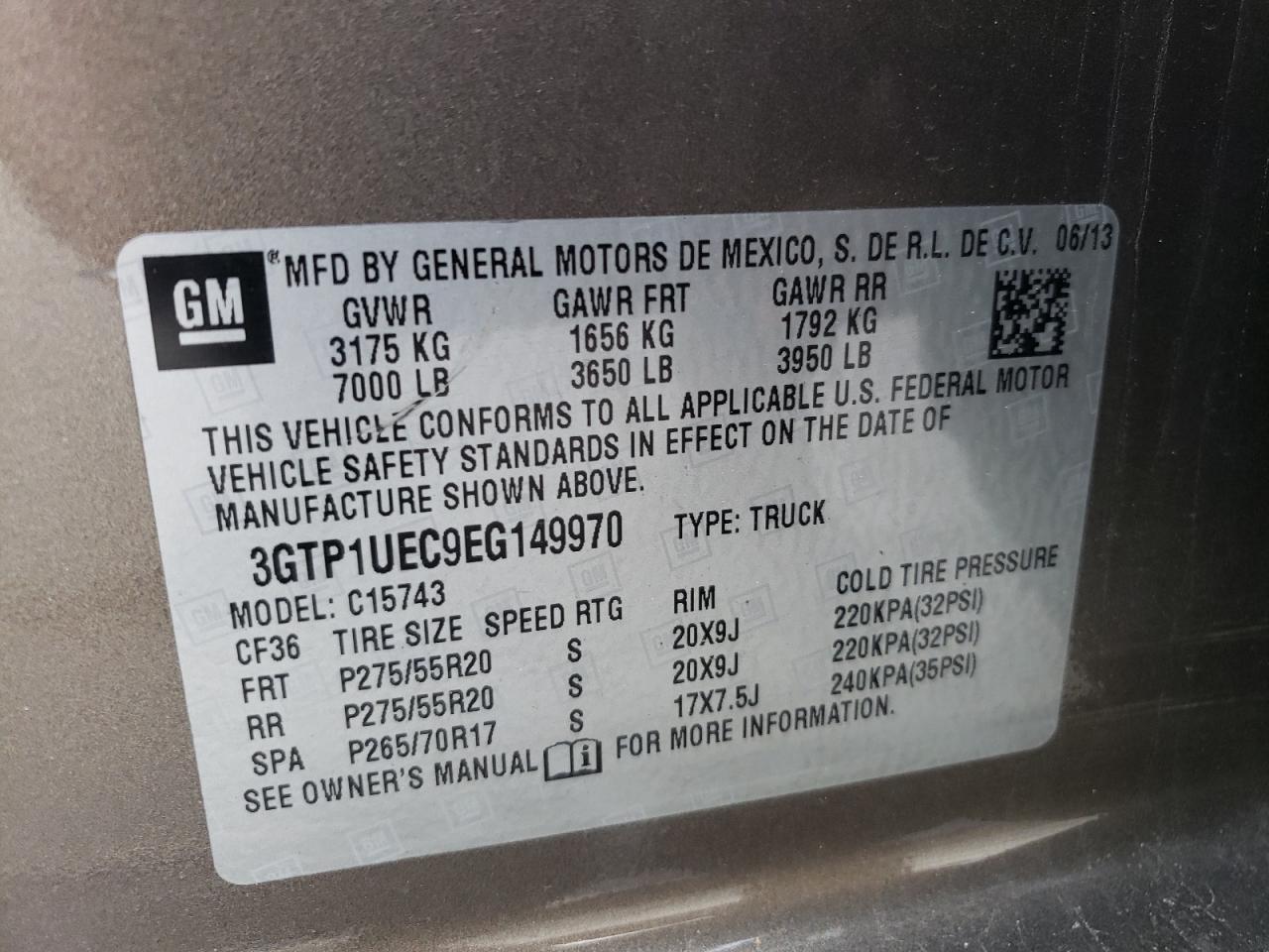 3GTP1UEC9EG149970 2014 GMC Sierra C1500 Sle