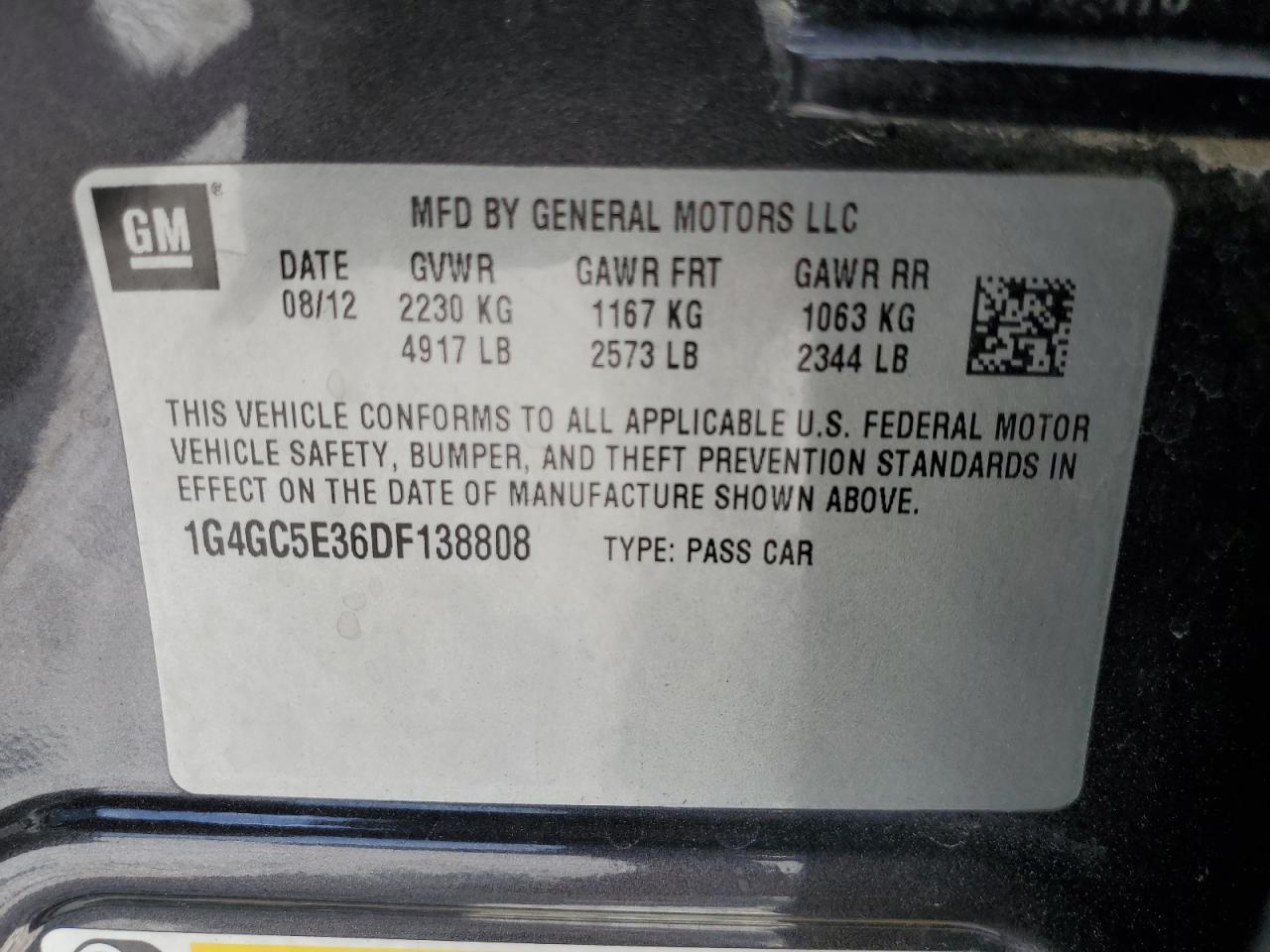 1G4GC5E36DF138808 2013 Buick Lacrosse