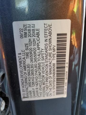 2022 Honda Pilot Se VIN: 5FNYF6H23NB080588 Lot: 50981544