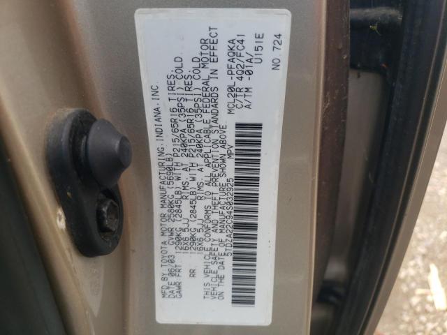 2004 Toyota Sienna Xle VIN: 5TDZA22C94S032925 Lot: 55398024