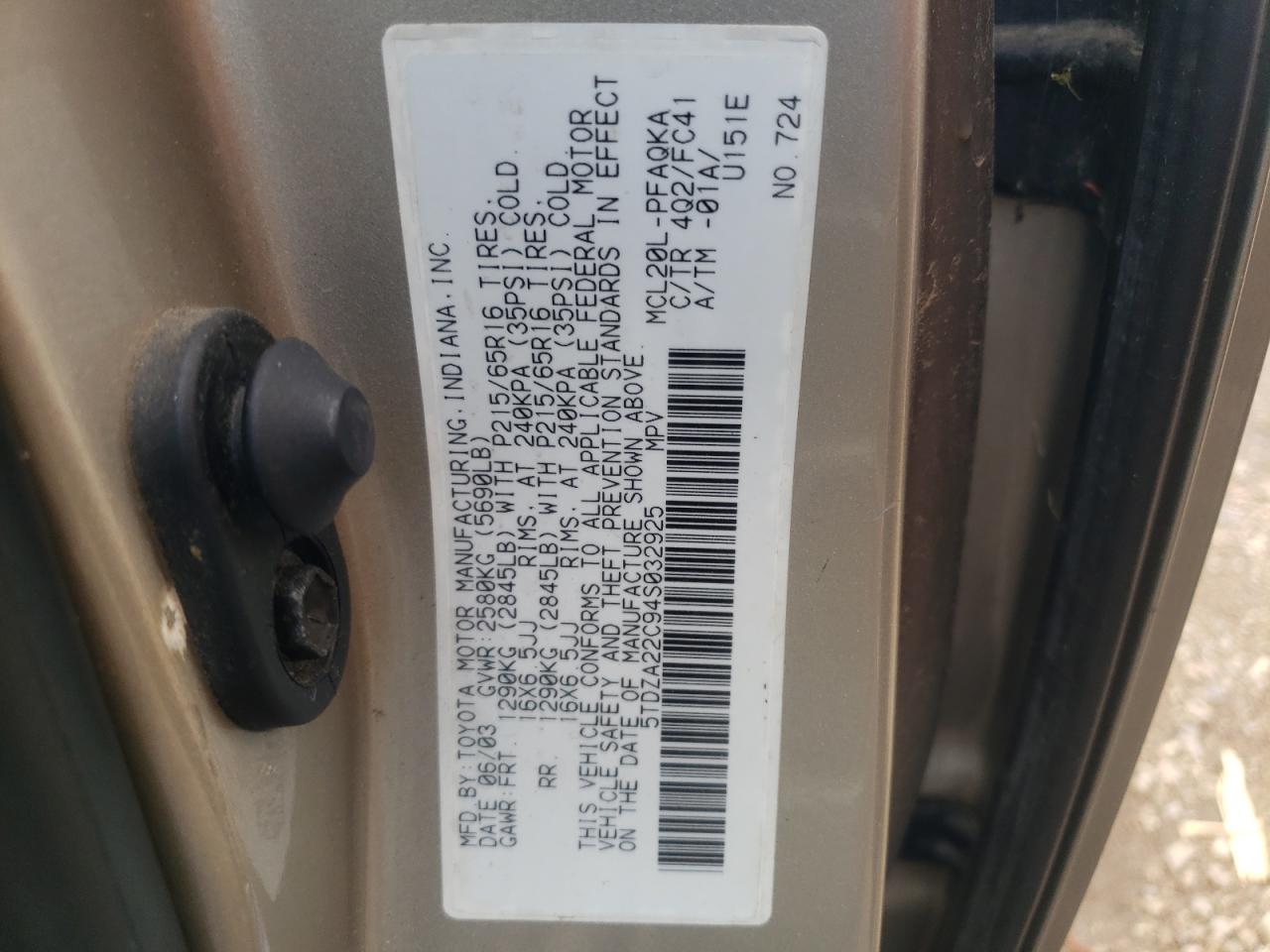 5TDZA22C94S032925 2004 Toyota Sienna Xle