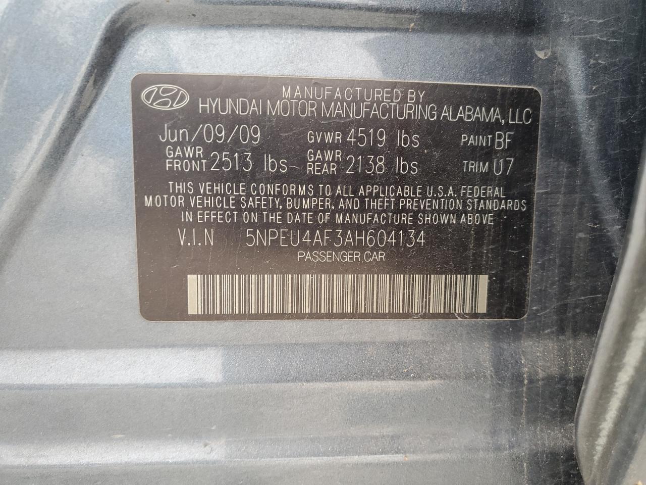 5NPEU4AF3AH604134 2010 Hyundai Sonata Se