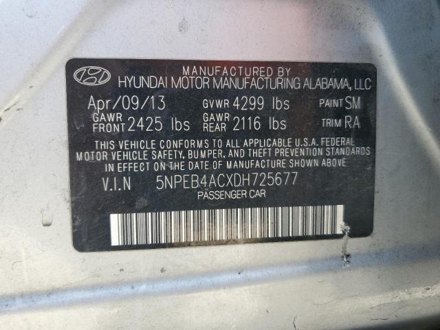 2013 Hyundai Sonata Gls VIN: 5NPEB4ACXDH725677 Lot: 53433434