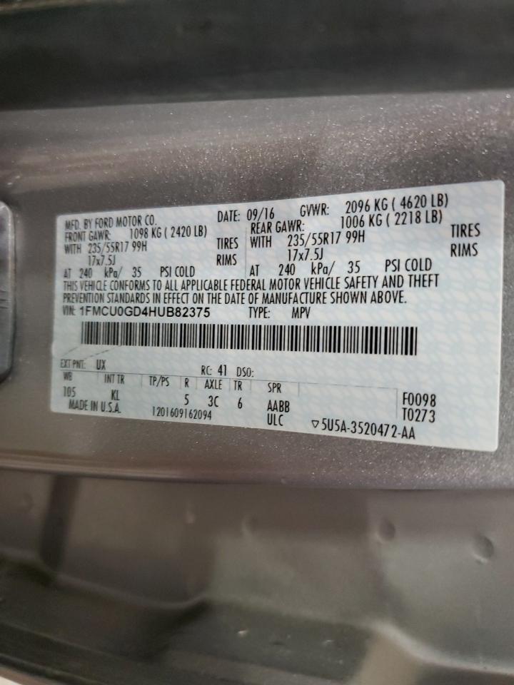 1FMCU0GD4HUB82375 2017 Ford Escape Se