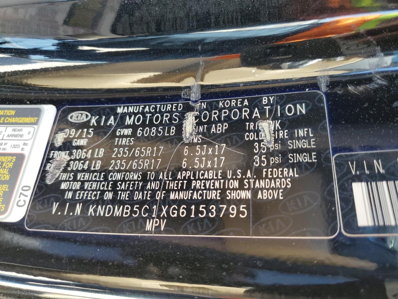 KNDMB5C1XG6153795 2016 Kia Sedona Lx