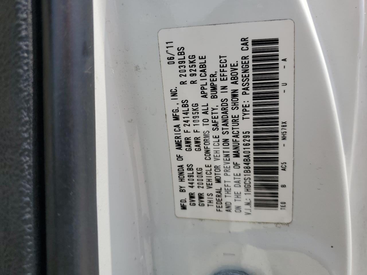 1HGCS1B84BA016295 2011 Honda Accord Exl