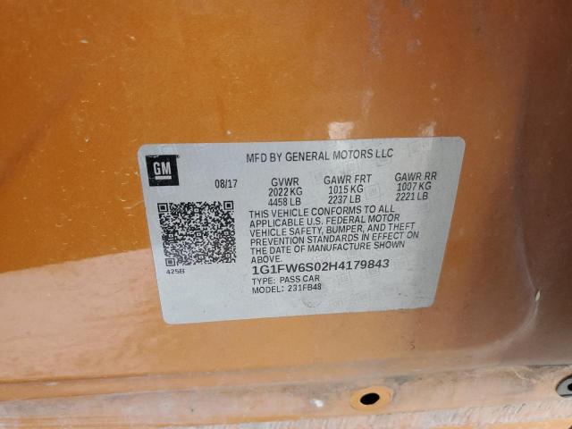 2017 Chevrolet Bolt Ev Lt VIN: 1G1FW6S02H4179843 Lot: 53278084